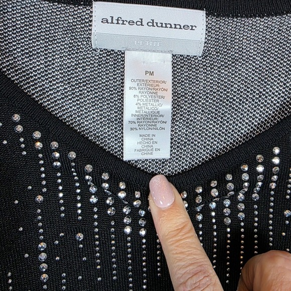 Alfred Dunner Women PM Leopard‎ Print Rhinestone Embellished Cardigan Sweater - Picture 6 of 10